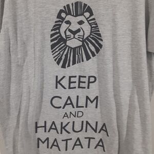 Disney Lion King Adult Mens L Gray Keep Calm Hakuna Matata T Shirt Short Sleeve